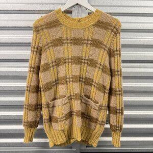 Marni Tan Brown Alpaca Wool Checkered Sweater Sz M Knit Pullover Plaid